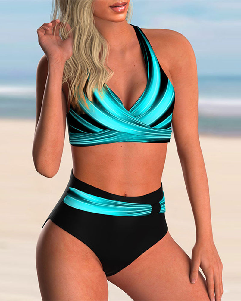 Liliana - Bikini Set with Cross Neck and Print