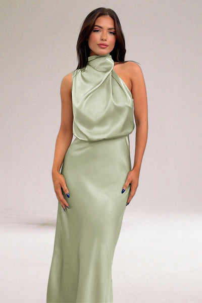 Flavia™ | Glamorous satin dress with halter neck