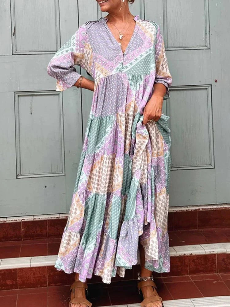 ROMY -  Bohemian Print Maxi Dress