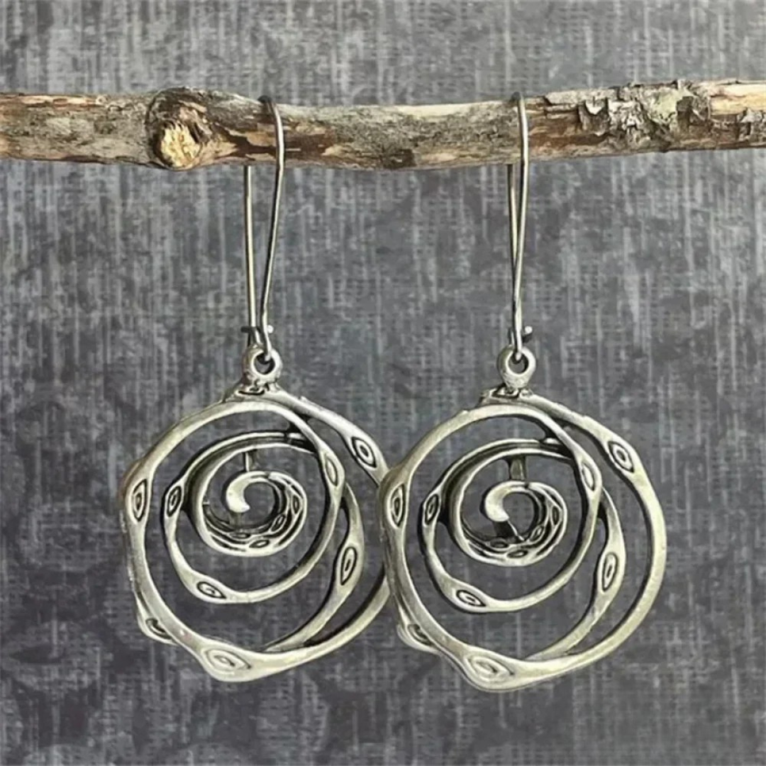 Vintage Labyrinth Silver Earrings