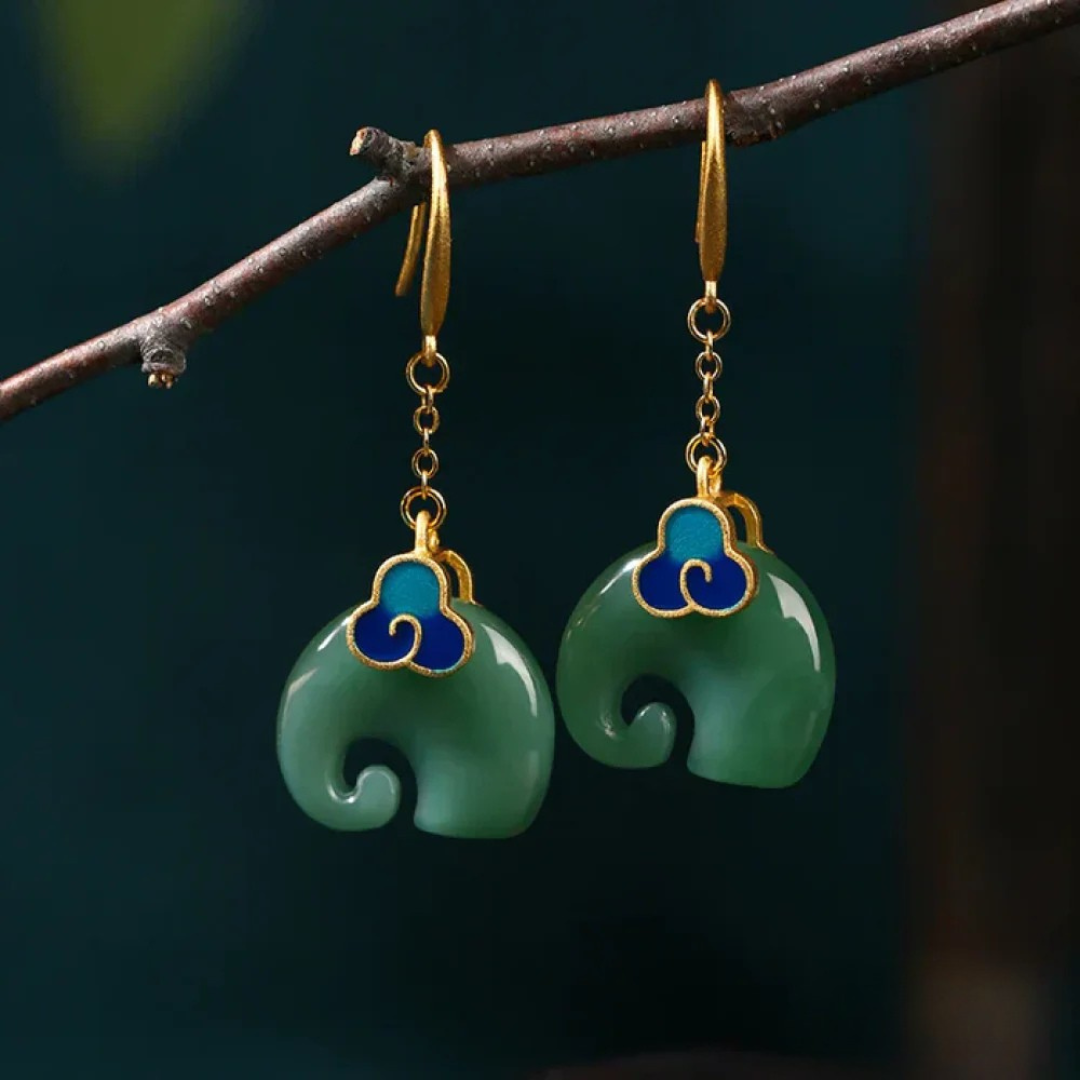 Vintage green elephant earrings