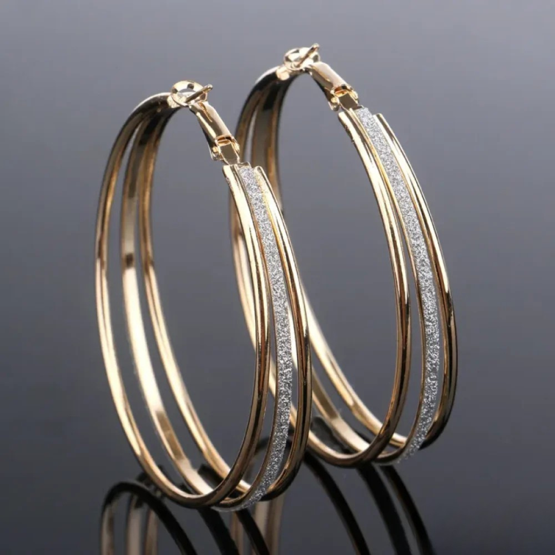 Vintage Gold Clear Hoop Earrings