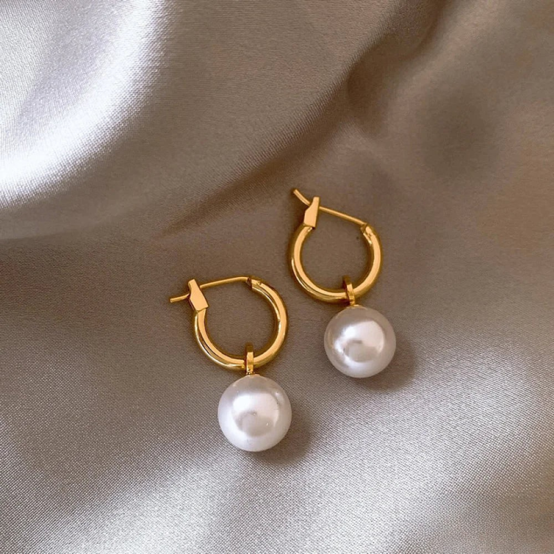 Elegant Earrings with Golden Beads