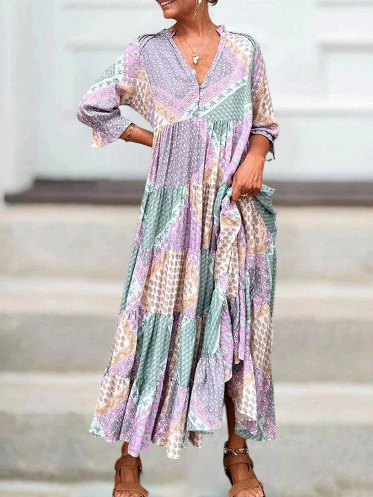 ROMY -  Bohemian Print Maxi Dress