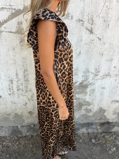 Leopard - Print V-Neck Maxi Dress