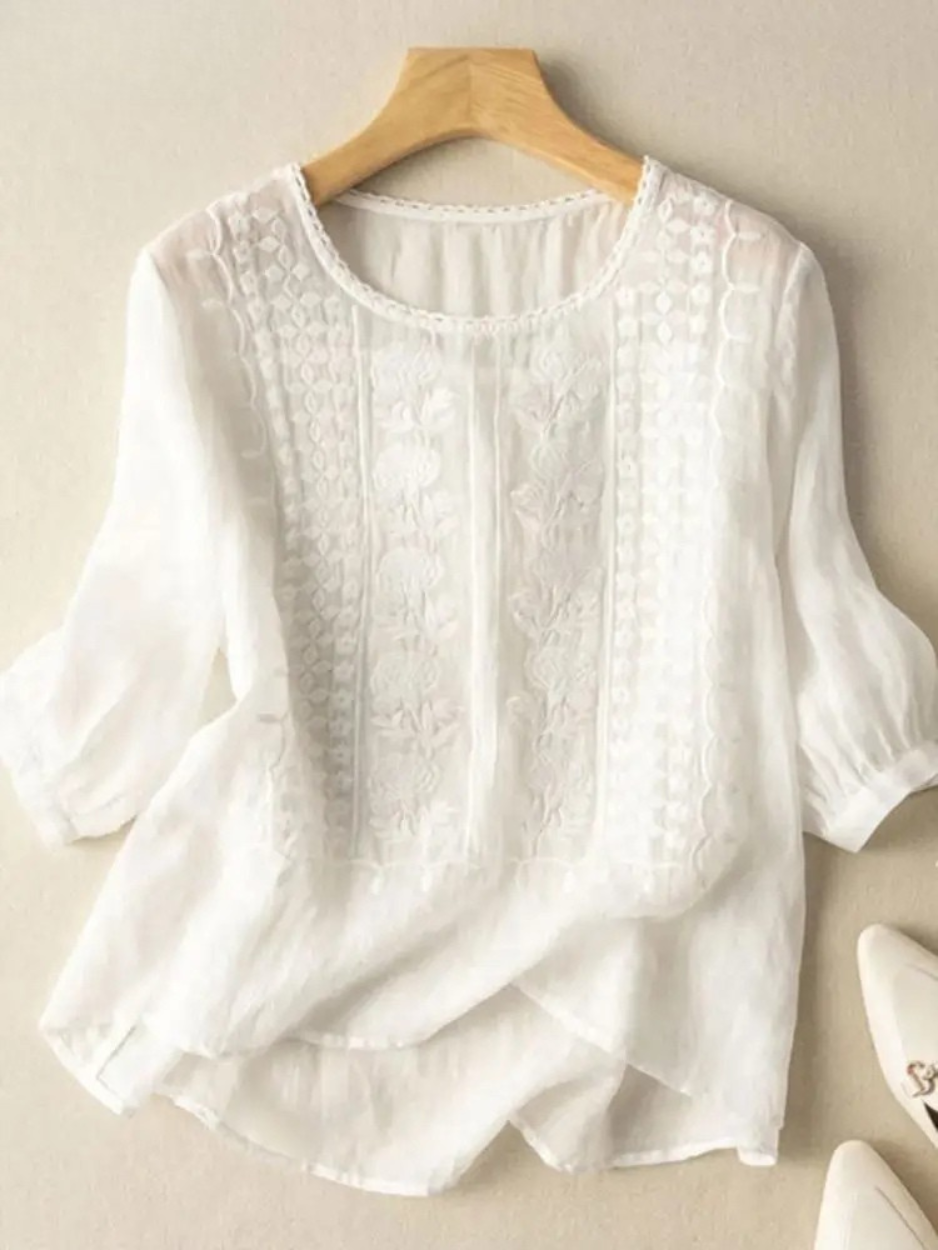 Flor - Embroidered Cotton Boho Blouse