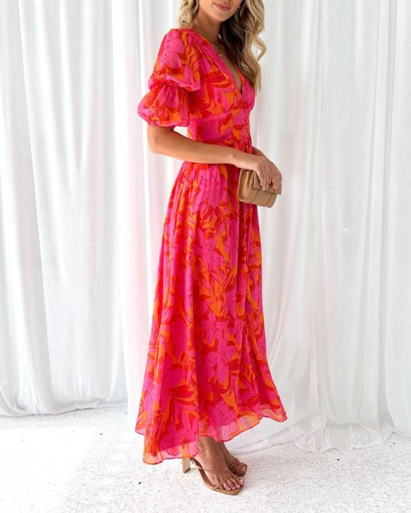 DERANA - ROSE RED MAXI DRESS