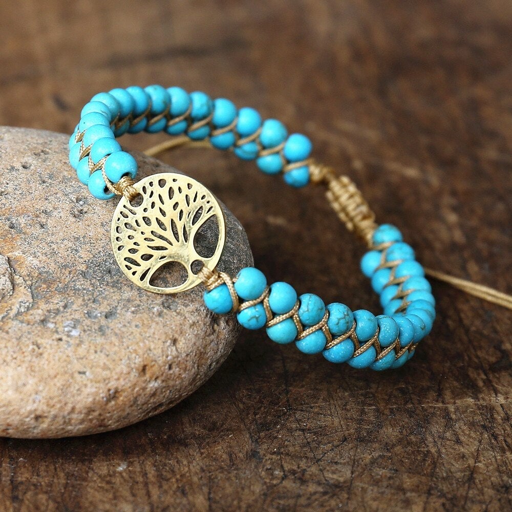 Tree of Life Bracelet Handmade Turquoise Stone