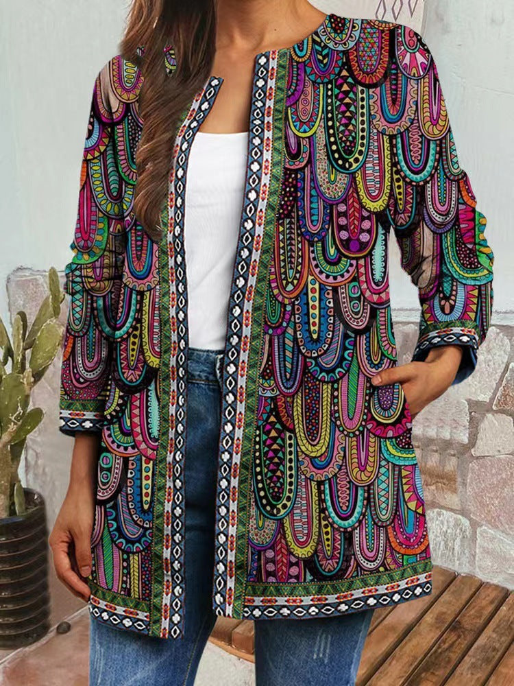 Hannah | Retro Style Printed Cardigan