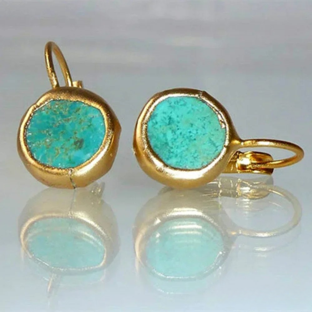 Vintage Turquoise Earrings in Gold