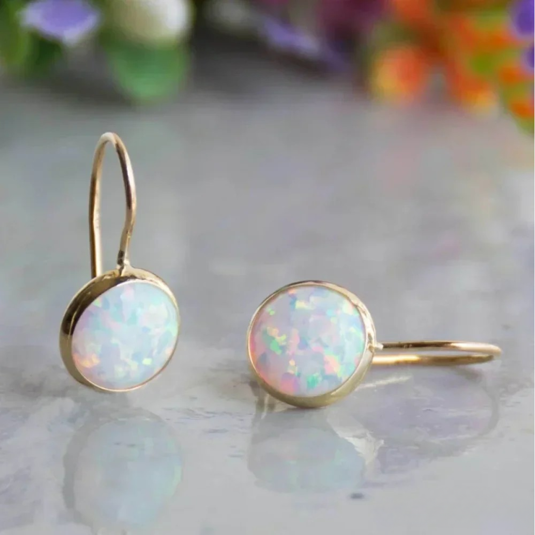 Vintage Opal Gold Earrings