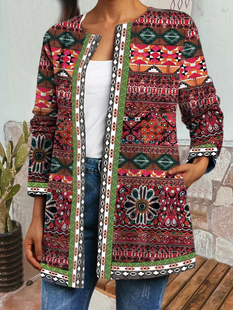 Hannah | Retro Style Printed Cardigan