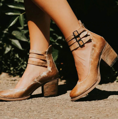 Bellezia | Vintage Elegant Leather Heels