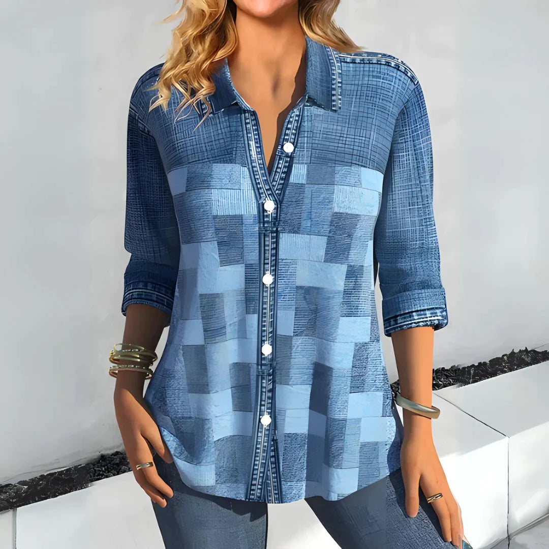 AMELY | CASUAL CHECKERED BLOUSE