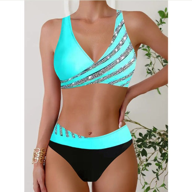 Zuza - Halterneck swimsuit with print