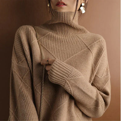 Nina | European-style High-Collar Diamond Sweater