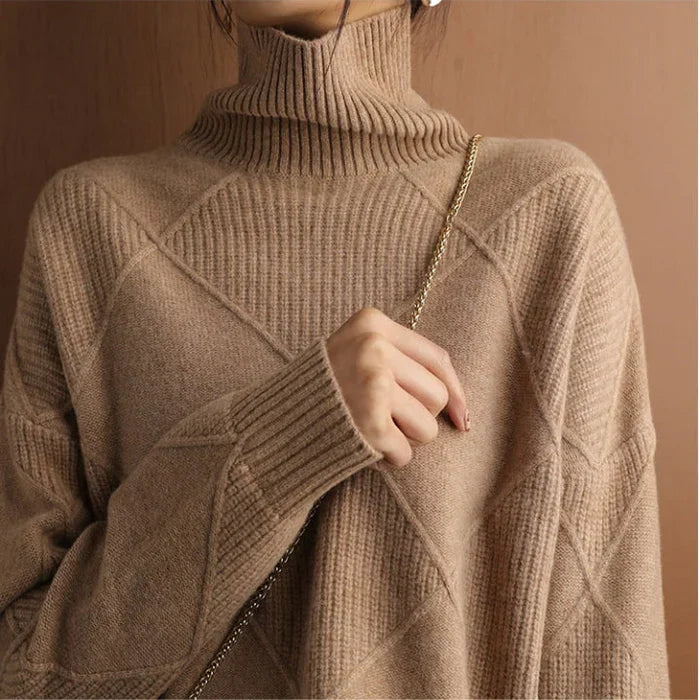 Nina | European-style High-Collar Diamond Sweater