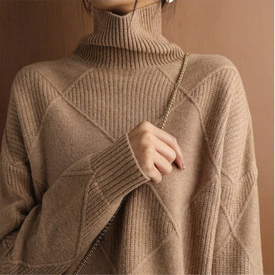 Nina | European-style High-Collar Diamond Sweater