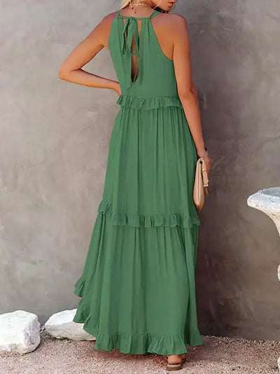 Meara | Halter Ruffle Maxi Dress