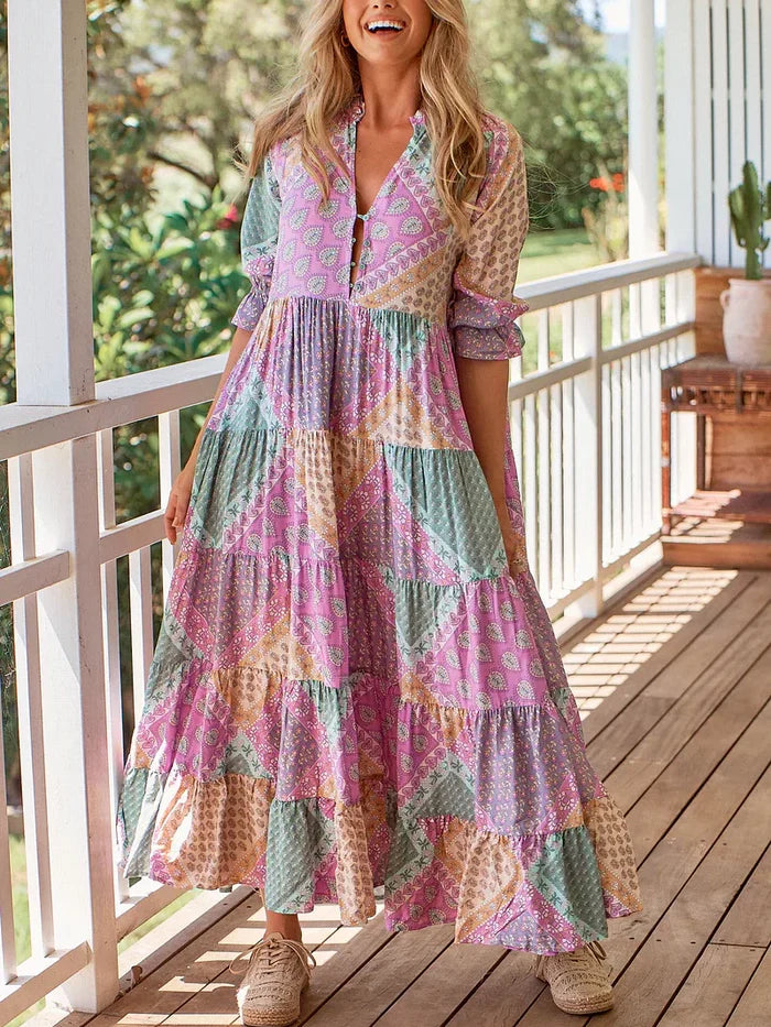 ROMY -  Bohemian Print Maxi Dress