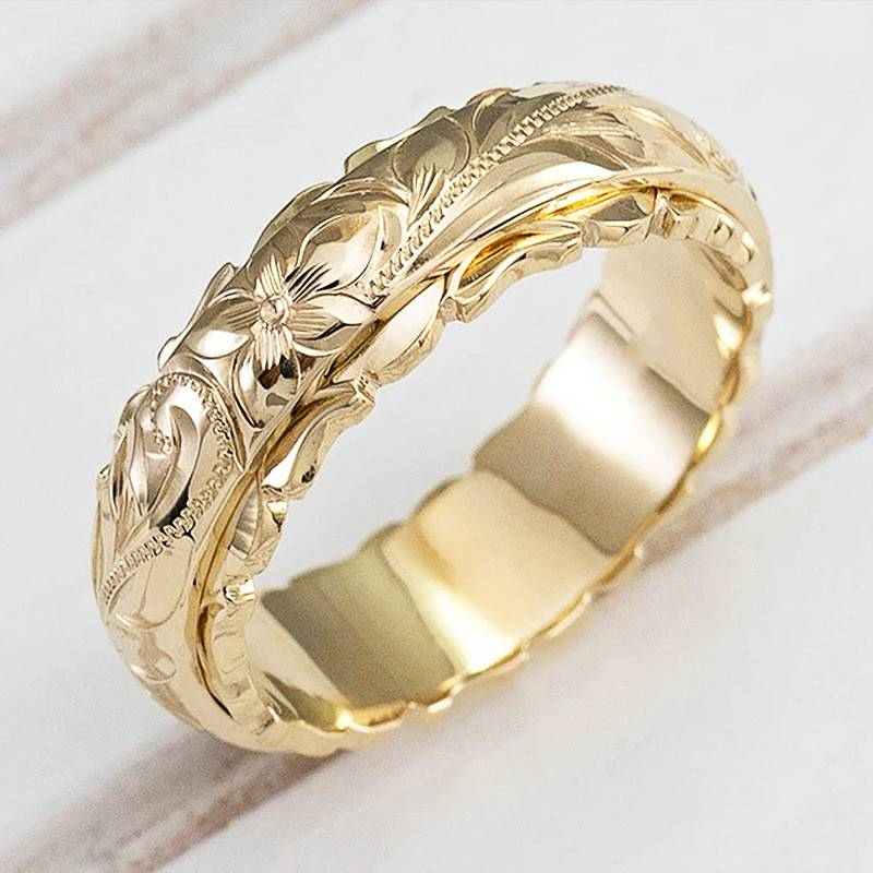 Golden Vintage Flower Ring