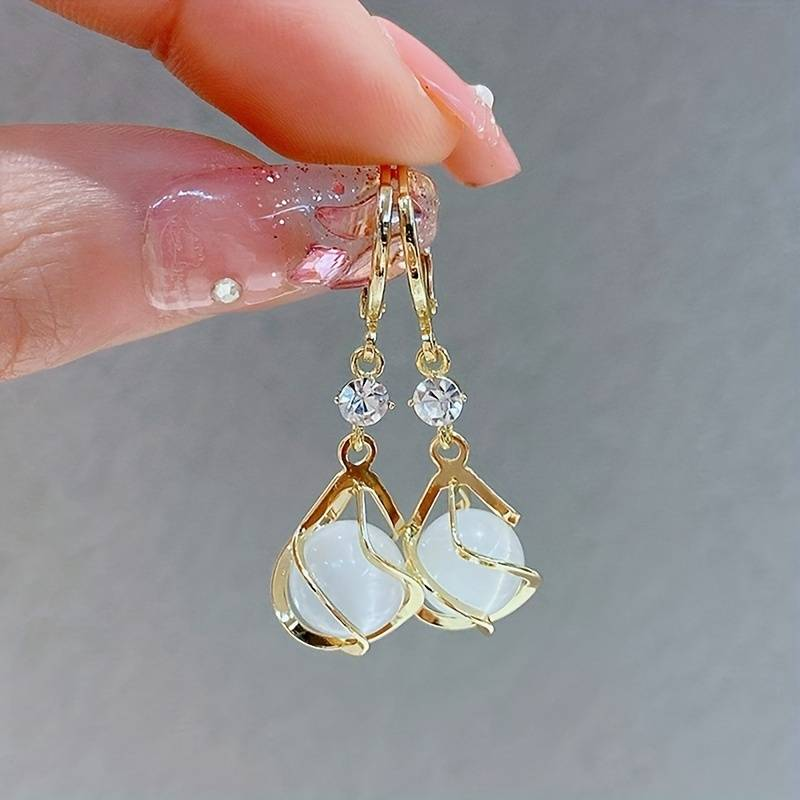 Vintage Wit Opal Dangle Gold Earrings