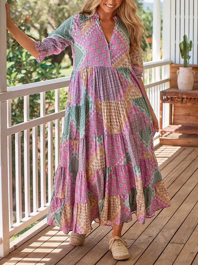 ROMY -  Bohemian Print Maxi Dress