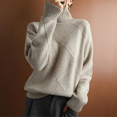 Nina | European-style High-Collar Diamond Sweater