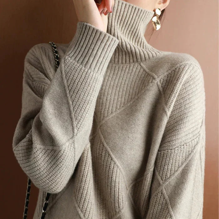 Nina | European-style High-Collar Diamond Sweater