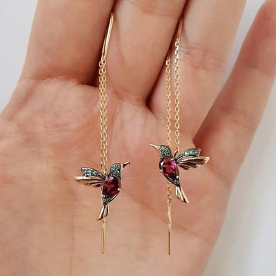 Hummingbird and zirconia earrings