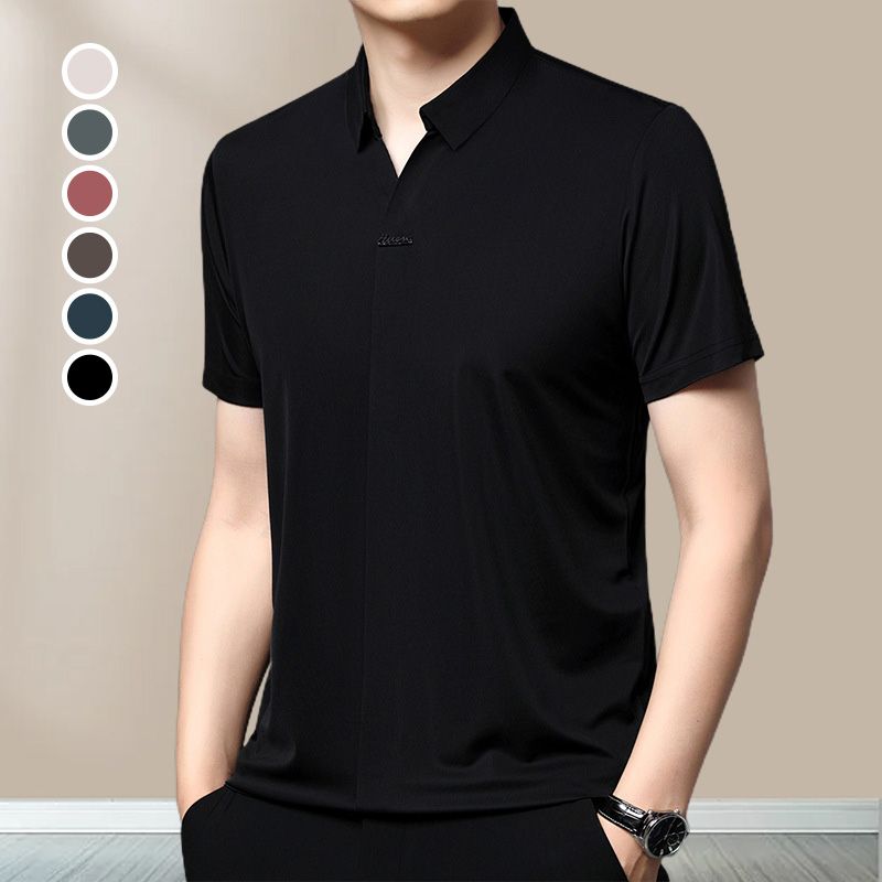 POLO | MEN'S CASUAL T-SHIRT WITH BREATHABLE, WRINKLE-FREE LAPELS