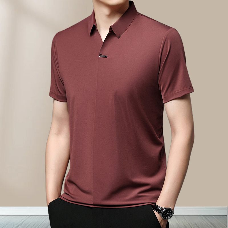 POLO | MEN'S CASUAL T-SHIRT WITH BREATHABLE, WRINKLE-FREE LAPELS