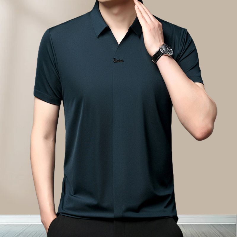 POLO | MEN'S CASUAL T-SHIRT WITH BREATHABLE, WRINKLE-FREE LAPELS