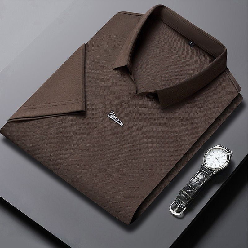 POLO | MEN'S CASUAL T-SHIRT WITH BREATHABLE, WRINKLE-FREE LAPELS